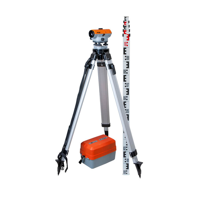 NEDO Levelling Set F32 with 5 m levelling staff + aluminium tripod